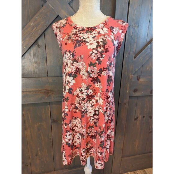 LOFT Outlet Womens Petite XS XSP Pullover Mini Dress Pink Floral Sleeveless - Picture 1 of 7